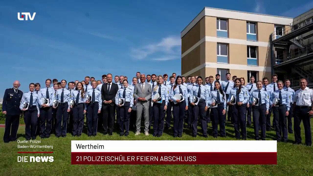 Newsblock: Wertheim: 21 Polizeischüler feiern Abschluss +++ Tauberbischofsheim: Neue Website der Mint-Region +++ Schwäbi
