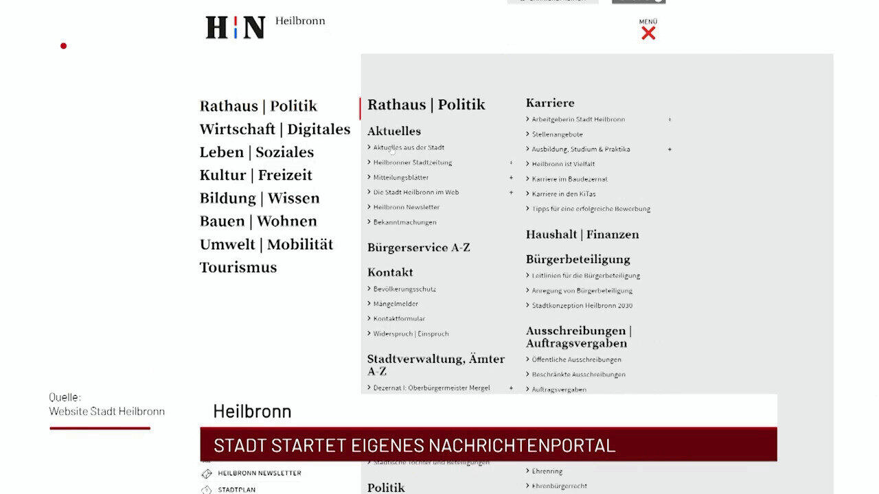 Newsblock: Heilbronn: Stadt startet eigenes Nachrichtenportal +++ Eppingen: Zugverkehr am Donnerstag eingeschränkt +++ H