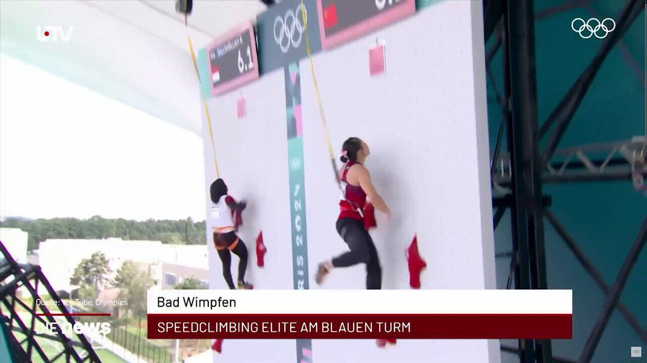 Newsblock: Bad Wimpfen: Speedclimbing Elite am blauen Turm +++ Heilbronn-Franken: Kraichgaubahn wird ab 2027 modernisier