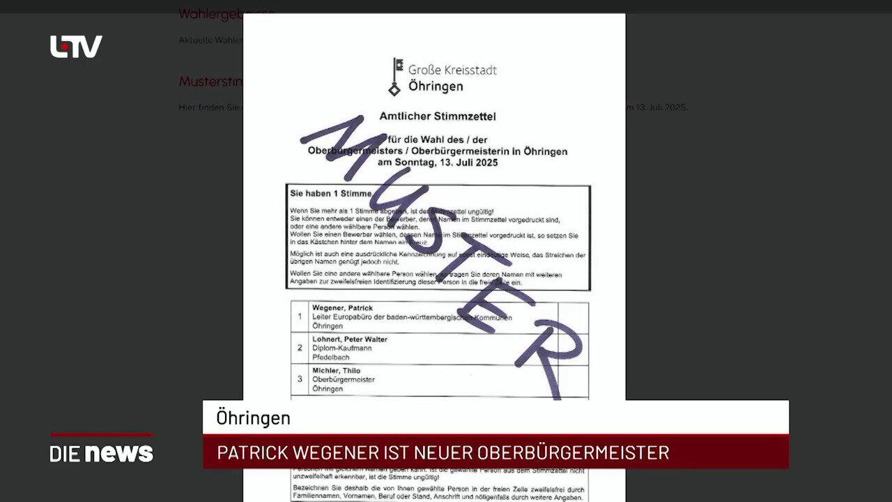 Newsblock: Öhringen: Patrick Wegener ist neuer Oberbürgermeister +++ Heilbronn: Endrunde um Green Capital erreicht +++ H