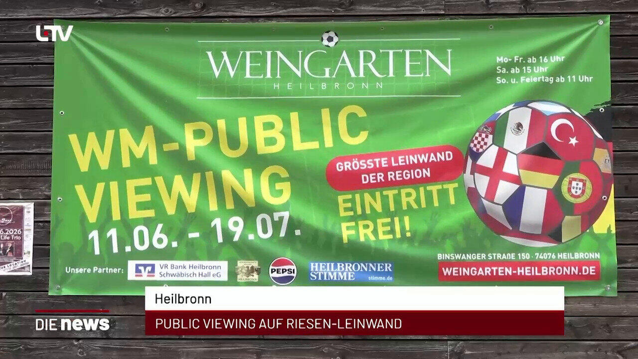Newsblock: Heilbronn: Public Viewing auf Riesen-Leinwand +++ Heilbronn: Umsatzrekord auf dem Immobilienmarkt +++ Künzels