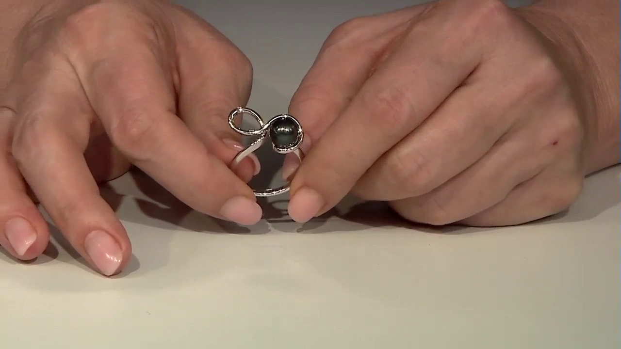 Video Zilveren ring met een Tahiti parel