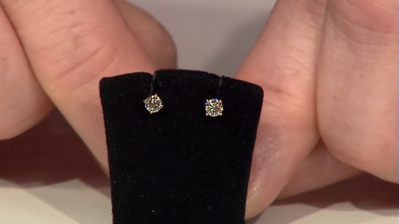 Video 9K SI1 Argyle Rose De France Diamond Gold Earrings (Annette)