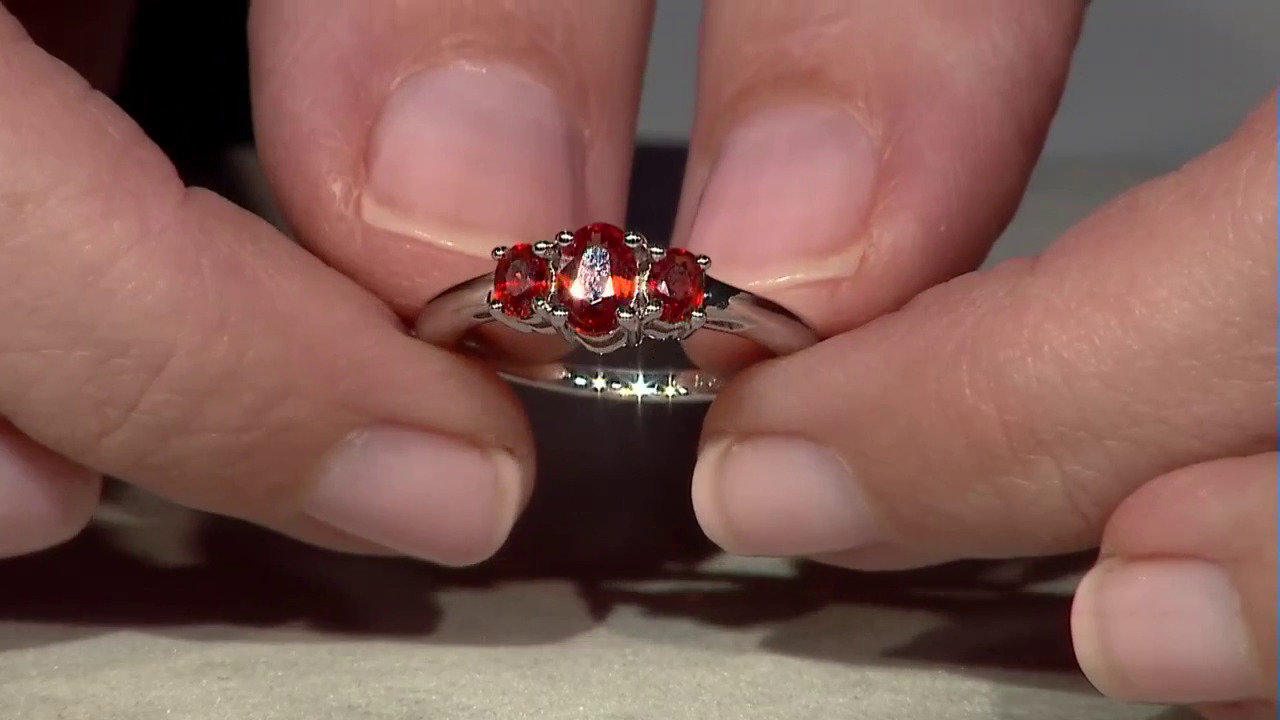 Video Sunset Ruby Silver Ring