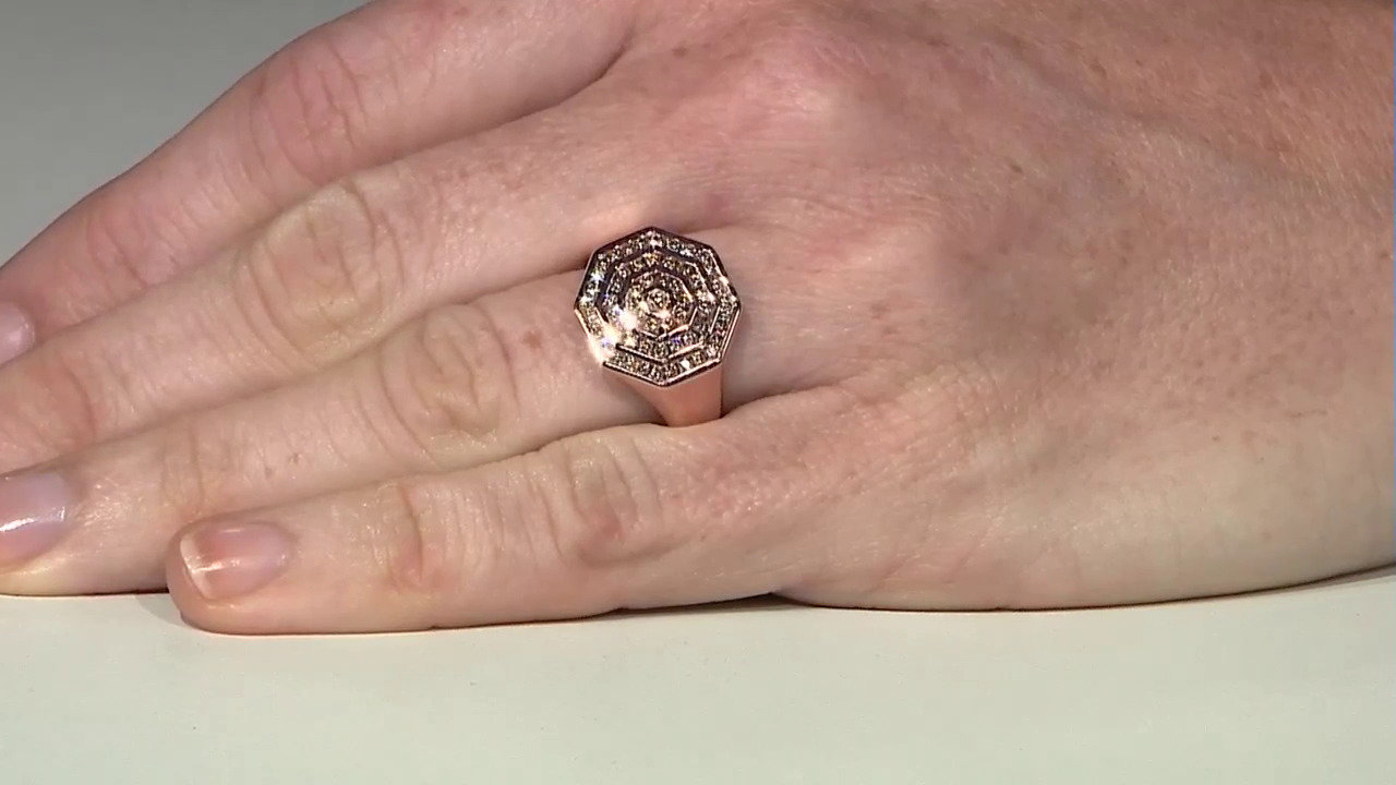 Video 9K SI1 Argyle Rose De France Diamond Gold Ring (Annette)