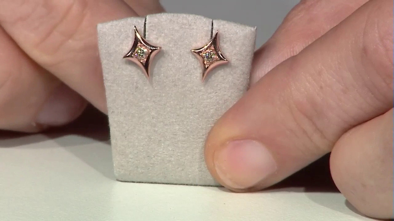 Video 9K SI1 Argyle Rose De France Diamond Gold Earrings (Annette)