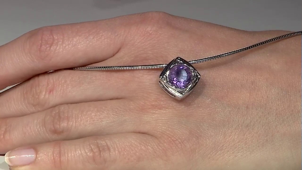 Video Purple Fluorite Silver Pendant (MONOSONO COLLECTION)