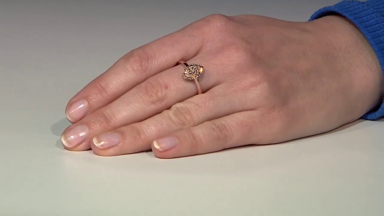 Video 9K SI1 Argyle Rose De France Diamond Gold Ring (Annette)