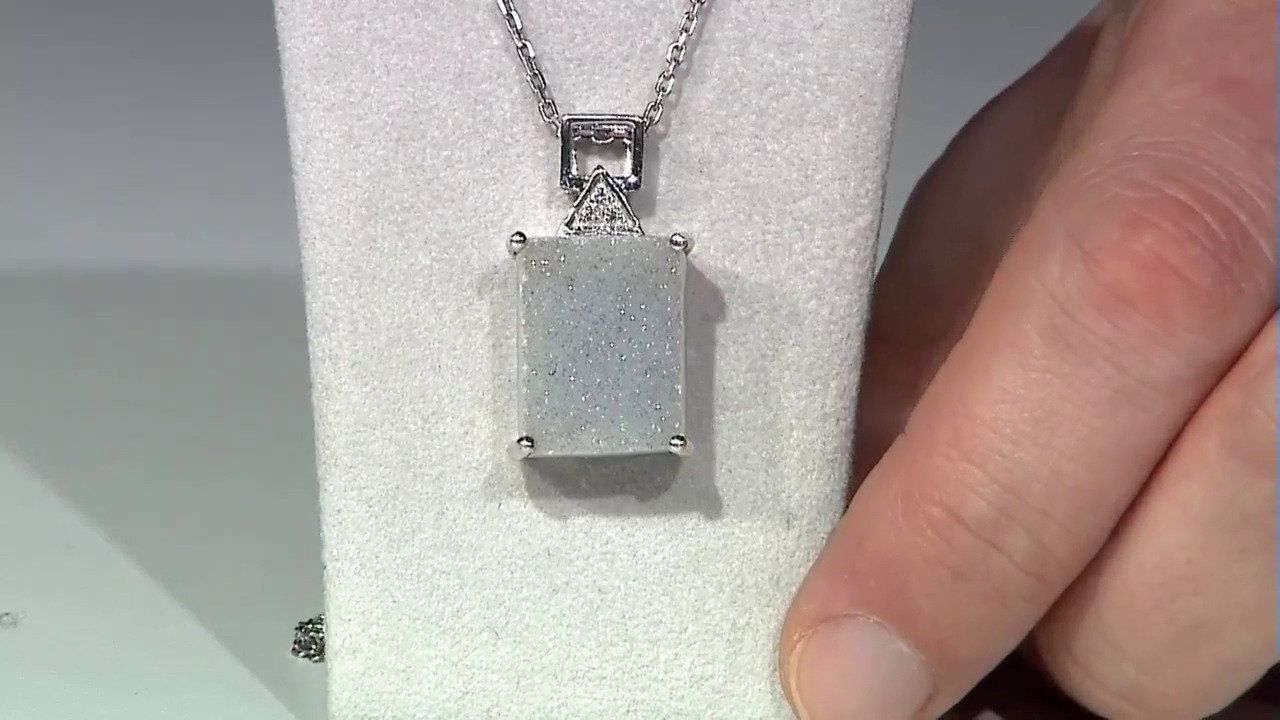 Video Glitter Agate Silver Pendant