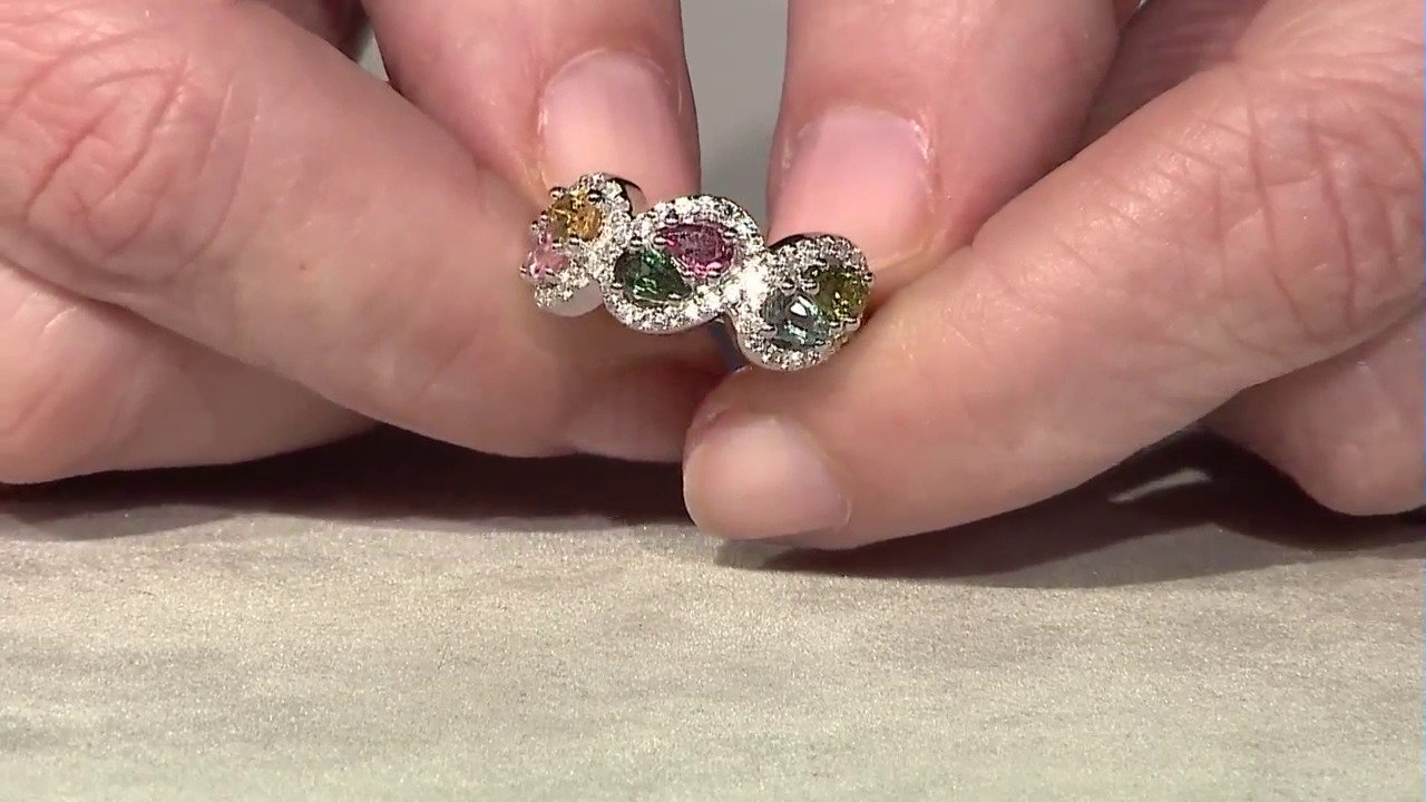 Video Zilveren ring met groene toermalijnen