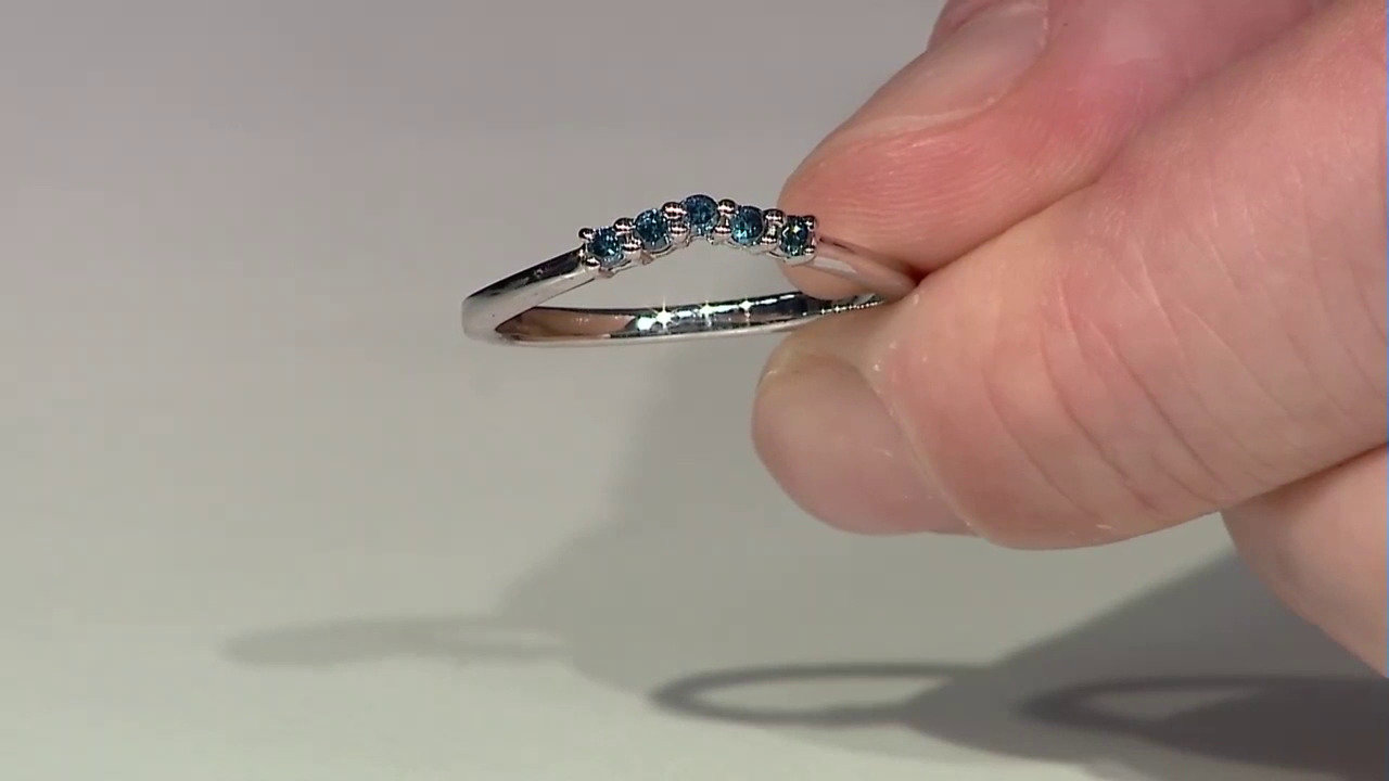 Video I3 Blue Diamond Silver Ring