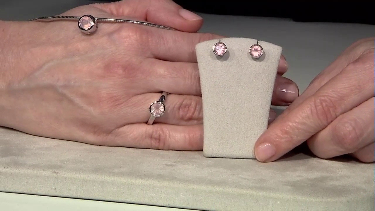 Video Zilveren ring met een rozen kwarts (MONOSONO COLLECTION)