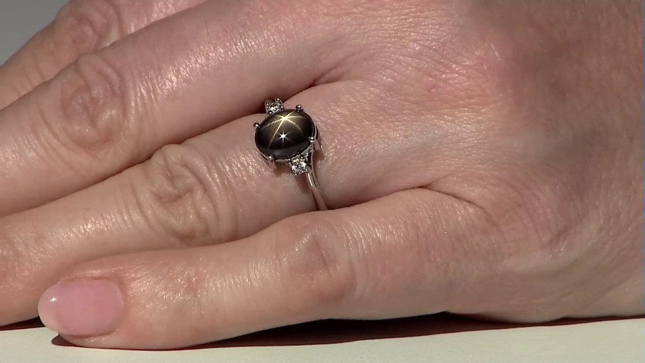 Video Black Star Sapphire Silver Ring