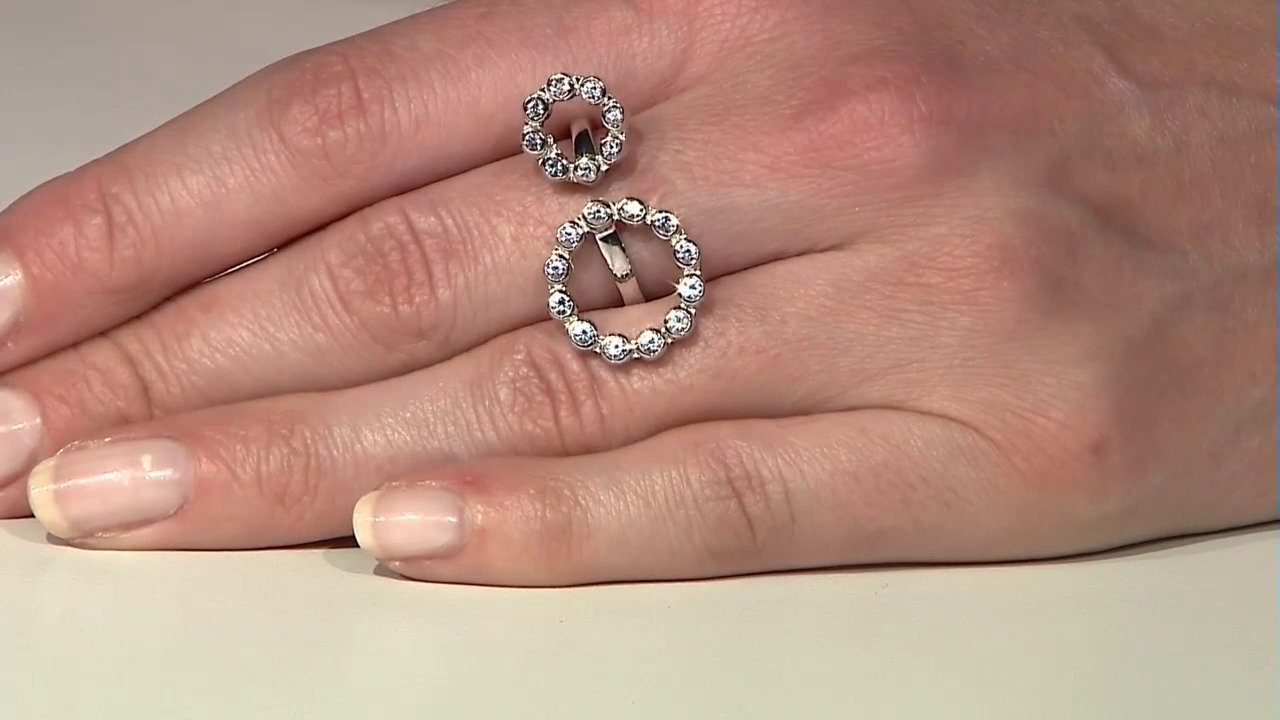 Video Zilveren ring met witte saffieren