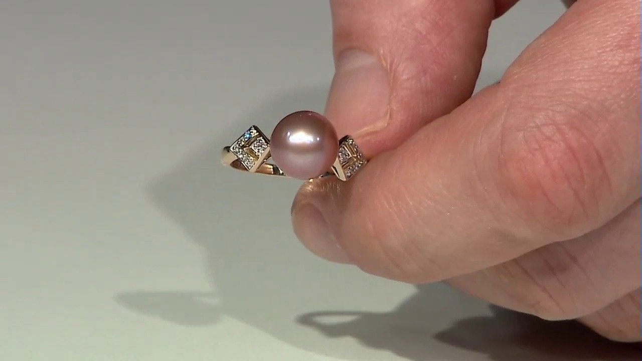 Video Gouden ring met een Royal Pink Ming Parel (TPC)