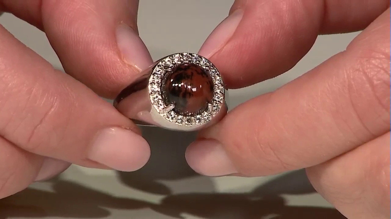 Video Zilveren ring met een mahonie obsidiaan