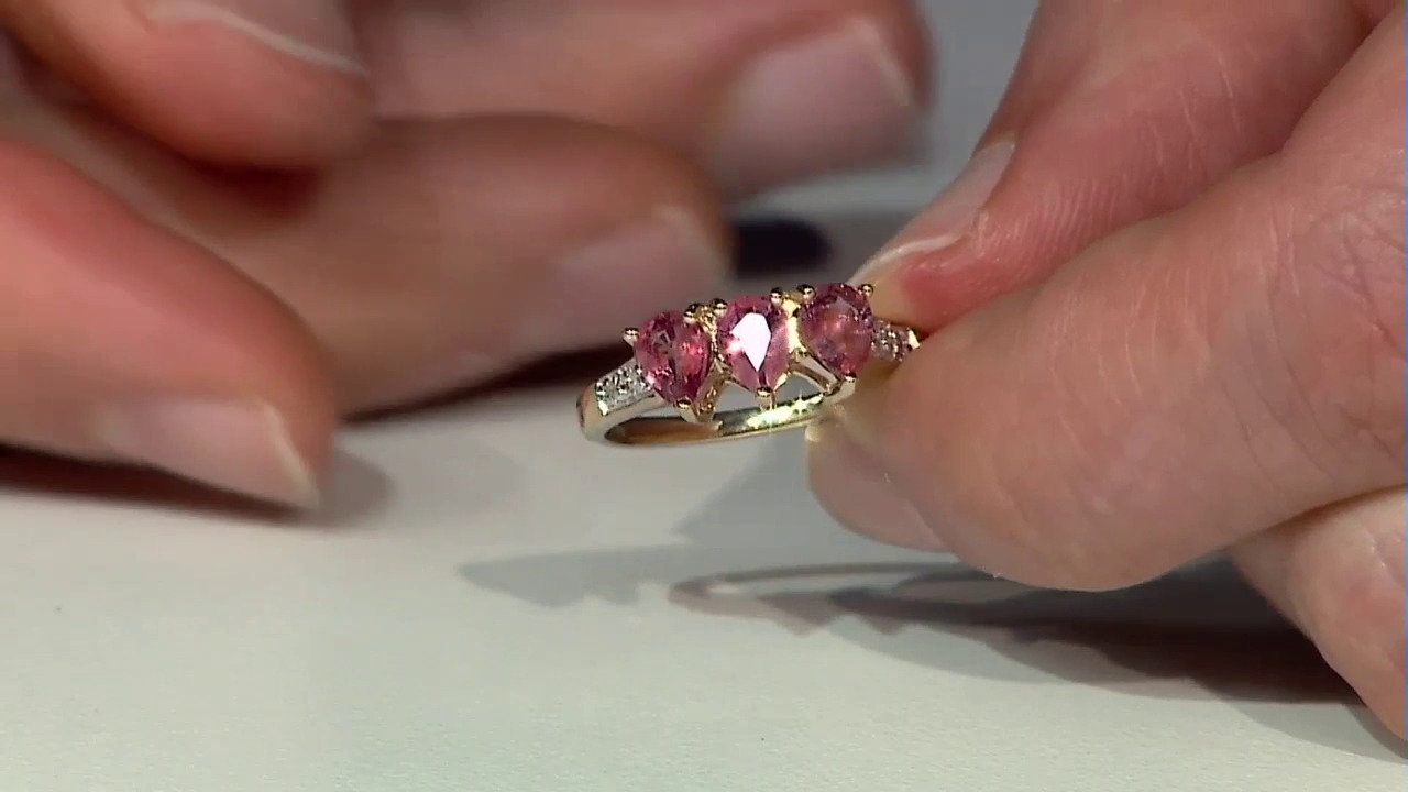 Video 10K Unheated Padparadscha Sapphire Gold Ring