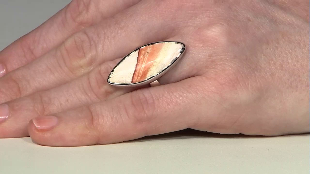 Video Zilveren ring met een Sunset jaspis