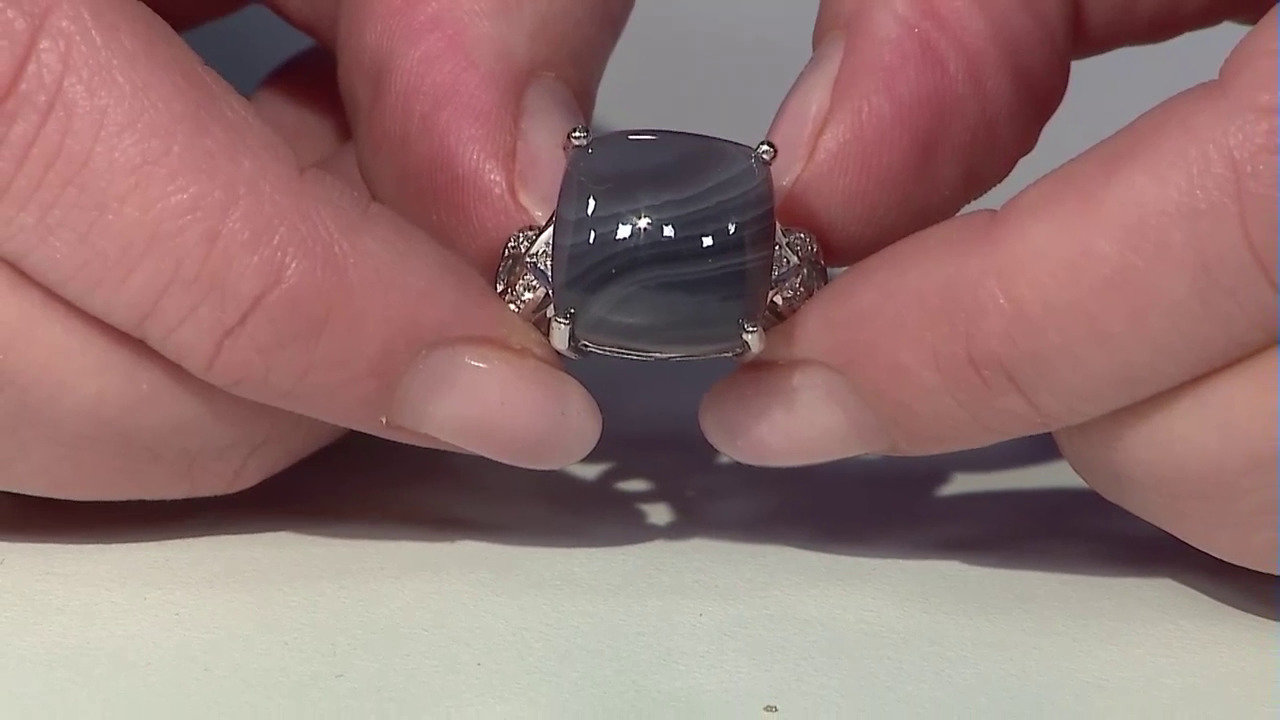 Video Zilveren ring met een Botswana agaat