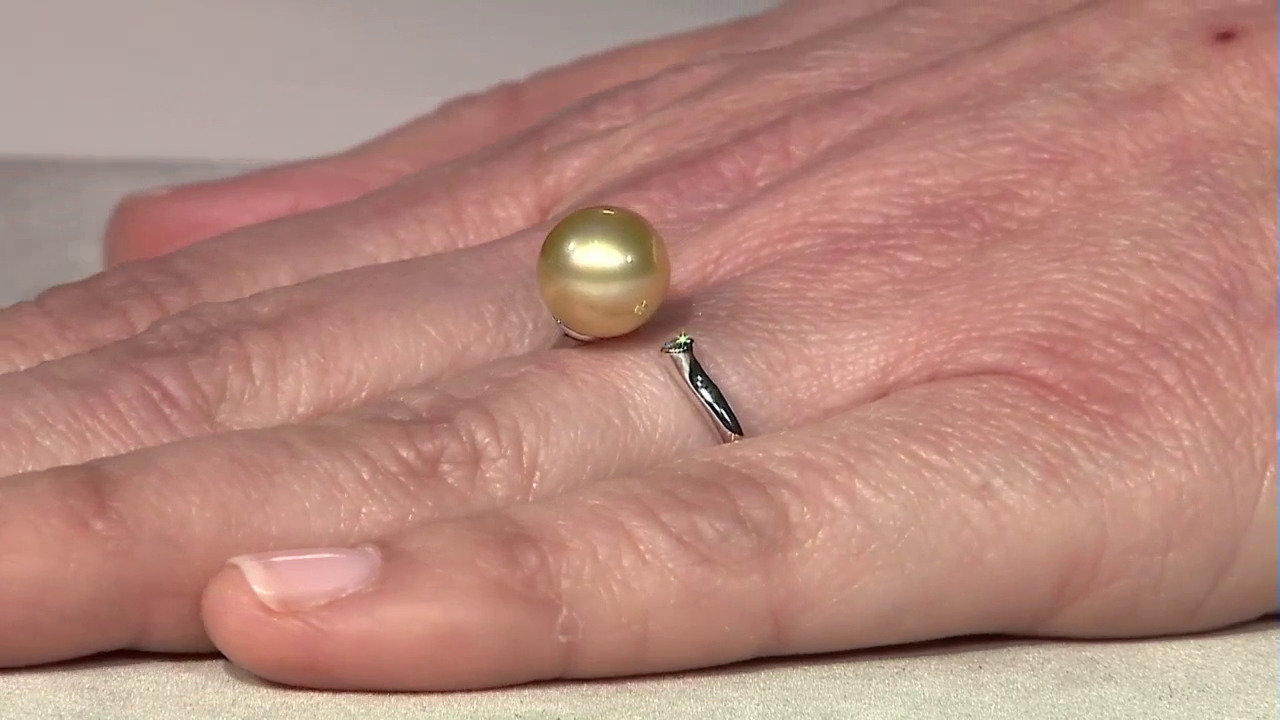 Video Gouden ring met een gouden zuidzee parel (TPC)