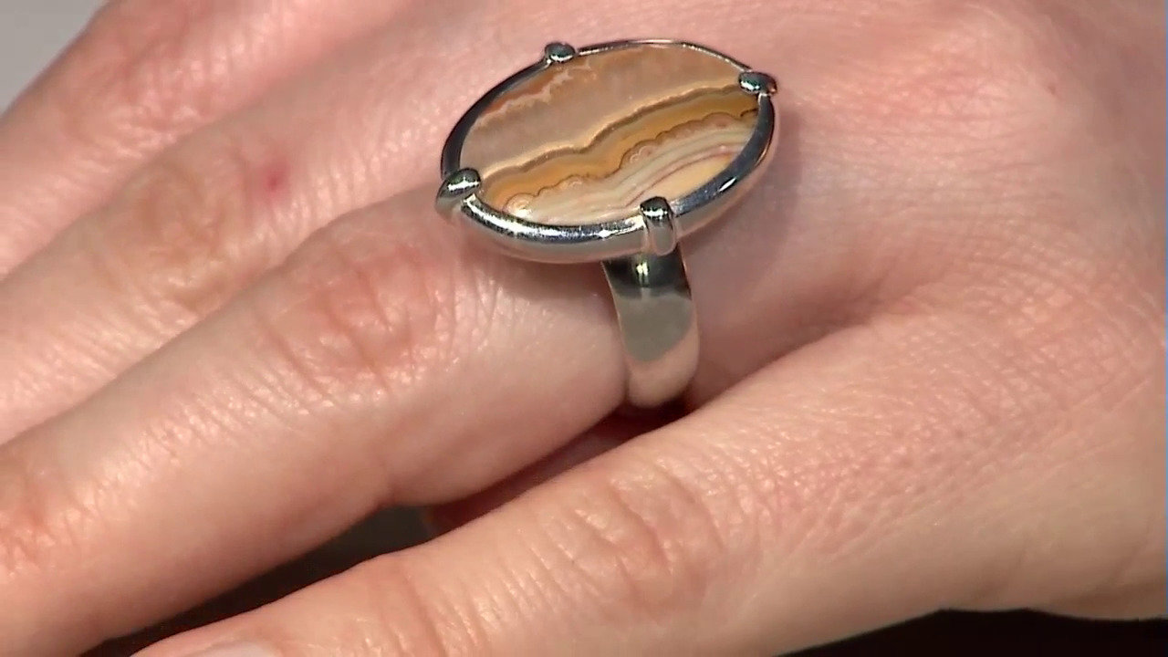 Video Lace Agate Silver Ring