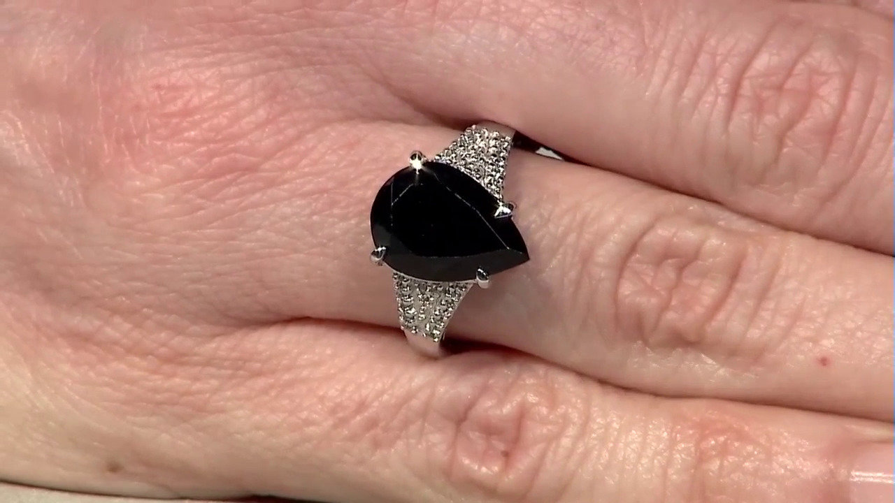 Video Black Spinel Silver Ring