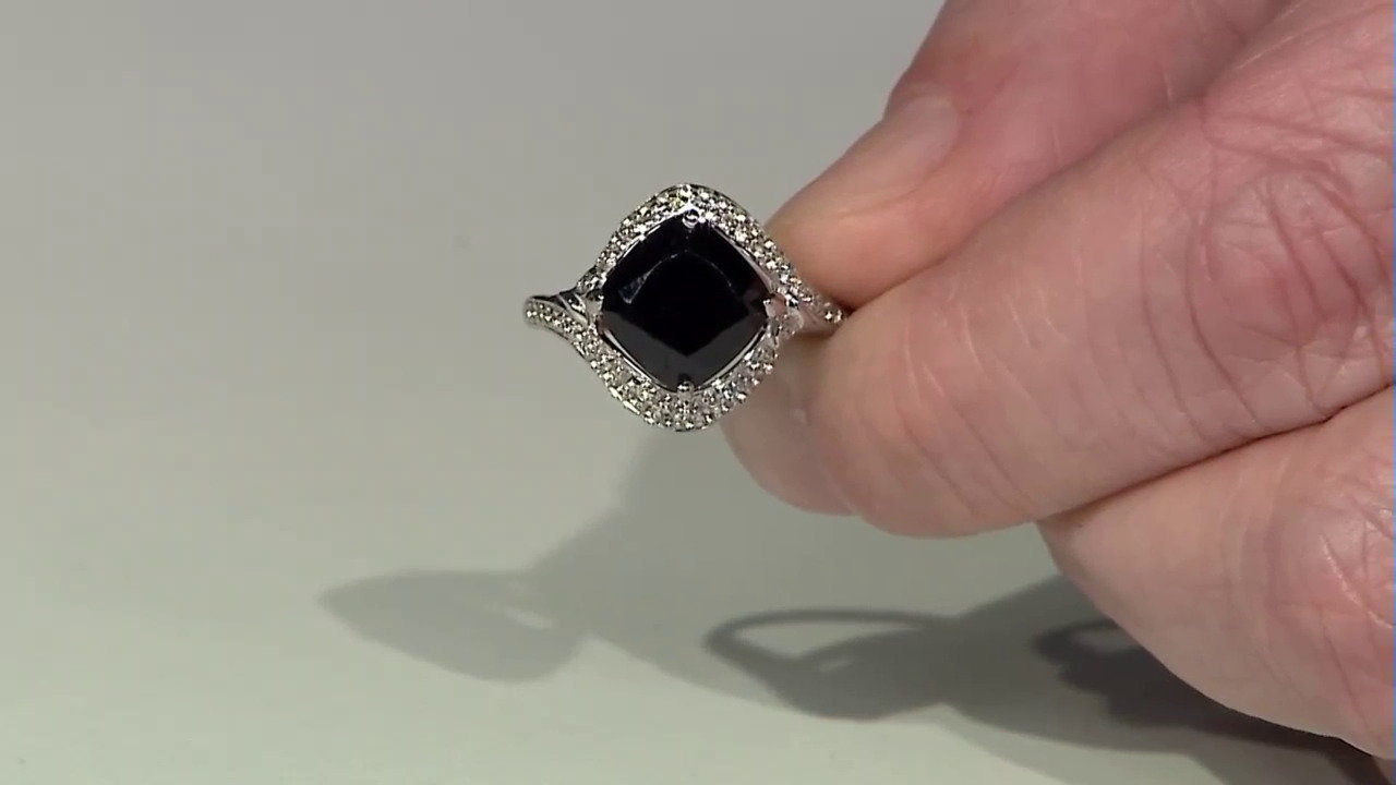 Video Black Spinel Silver Ring