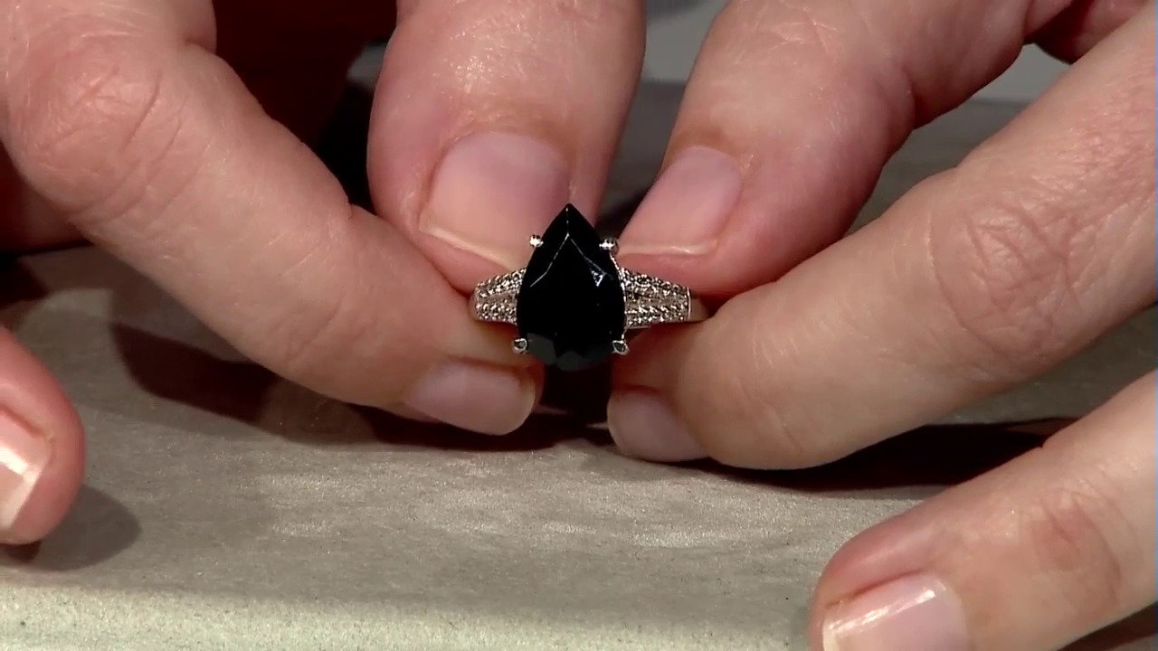 Video Black Spinel Silver Ring