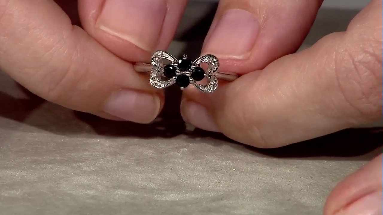 Video Black Spinel Silver Ring