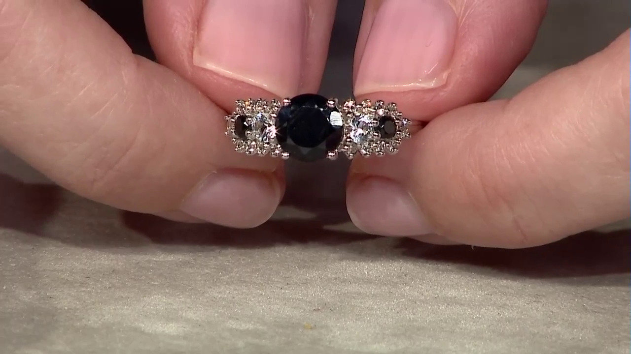 Video Black Spinel Silver Ring