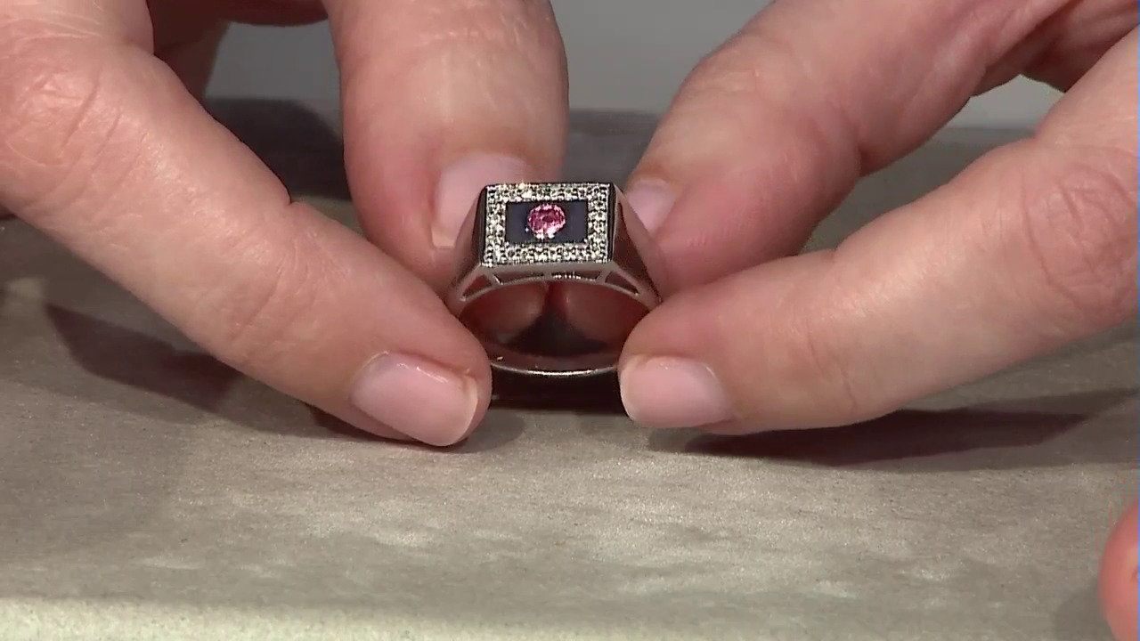 Video Zilveren ring met een Padparadscha saffier