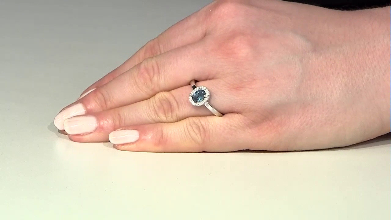 Video Zilveren ring met een Belgian Teal Fluoriet