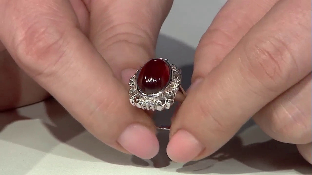 Video Hessonite Garnet Silver Ring