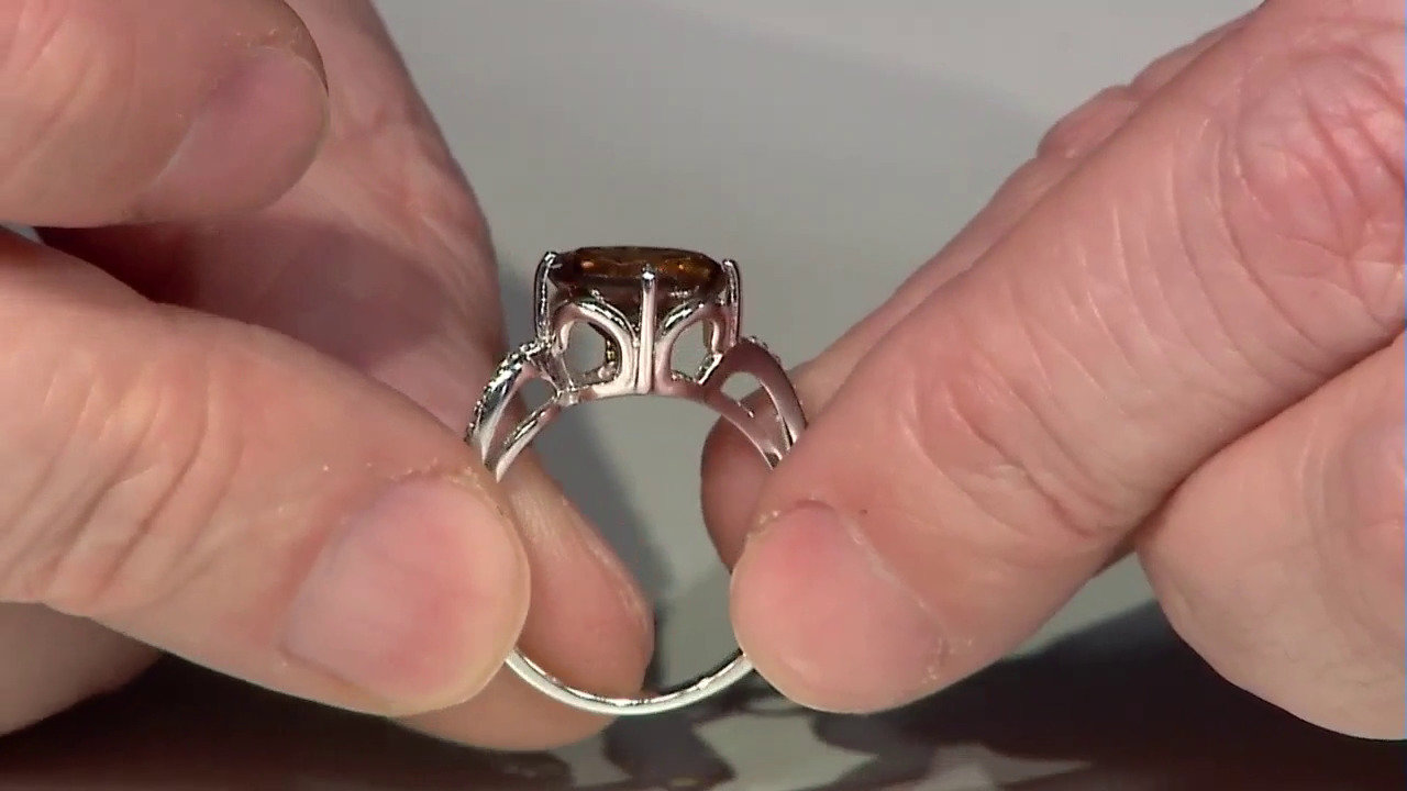 Video Cognac Quartz Silver Ring