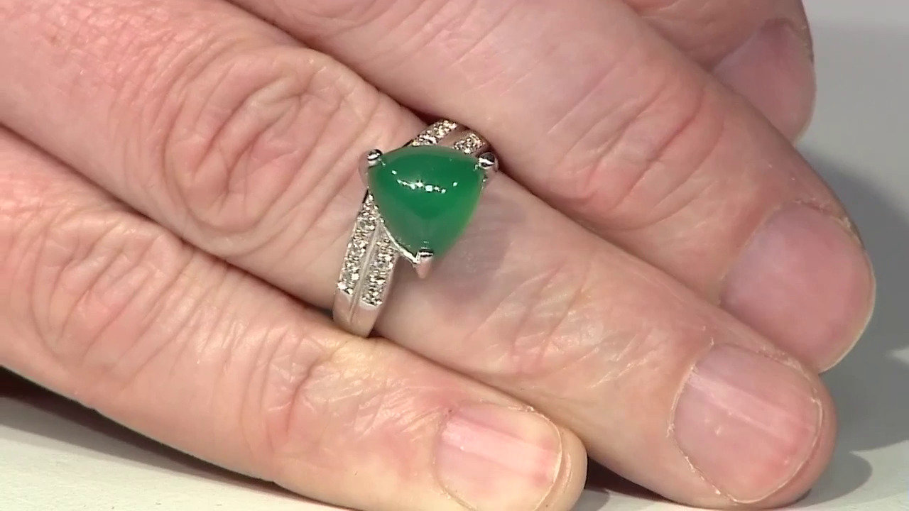 Video Bague en argent et Calcédoine verte