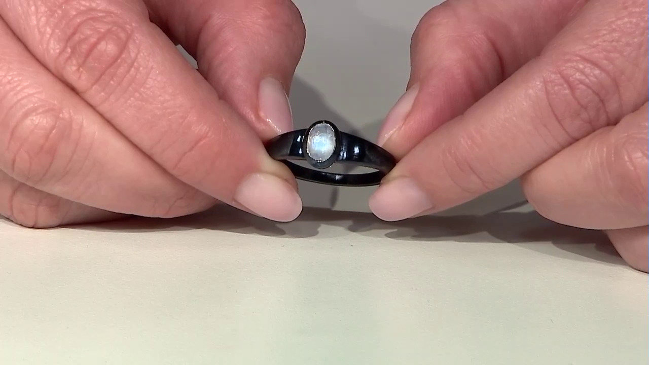 Video Rainbow Moonstone Silver Ring