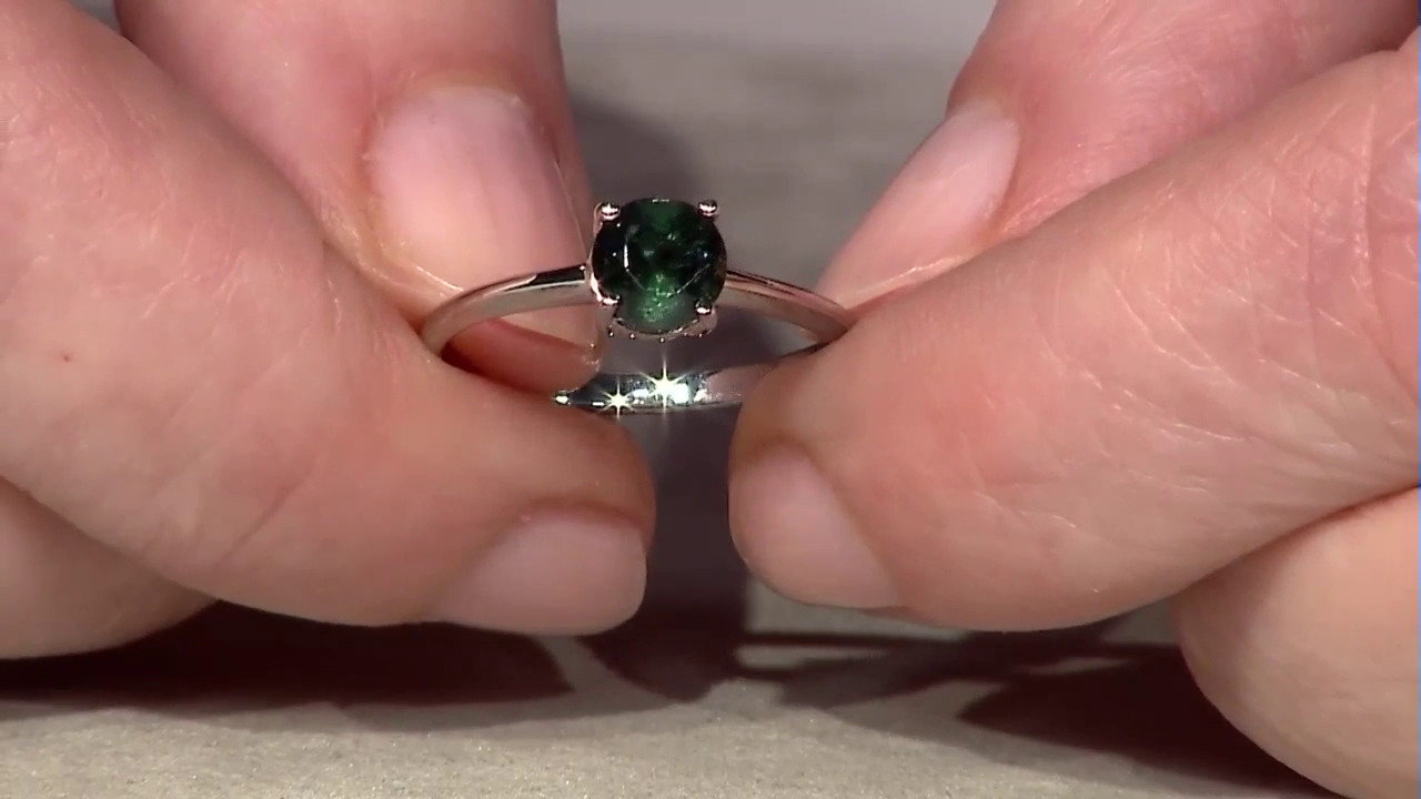 Video Zilveren ring met een blauw groene Sapo toermalijn