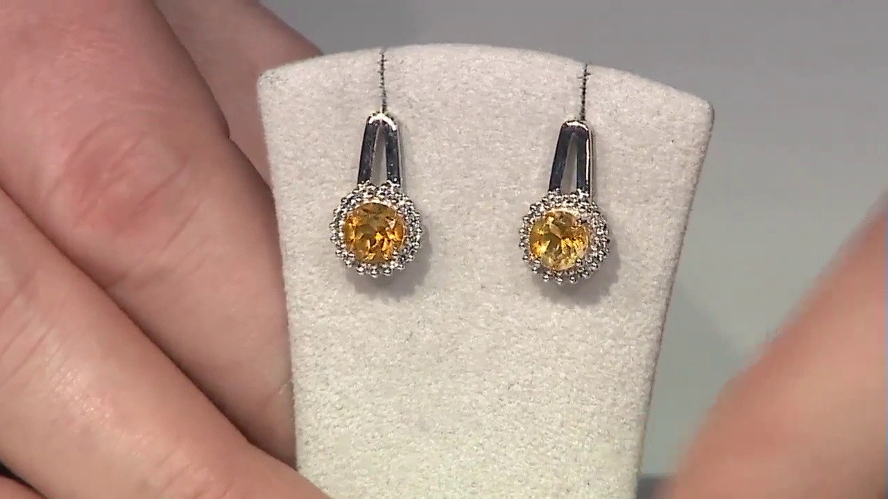 Video Zilveren oorbellen met citrienstenen