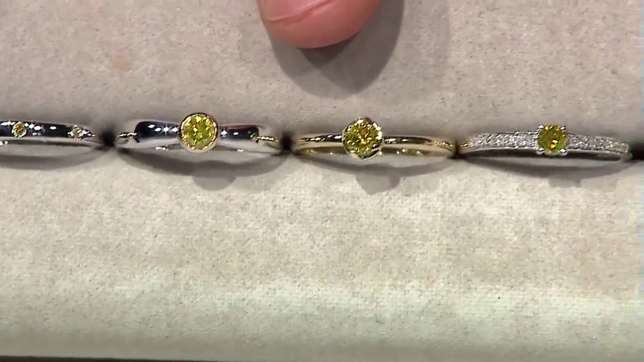 Video Zilveren ring met een I2 Gele Diamant