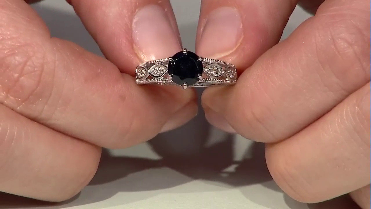 Video Black Spinel Silver Ring