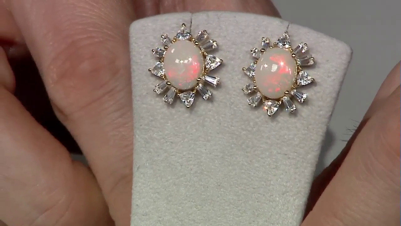 Video 9K Australian Opal Gold Earrings (Adela Gold)