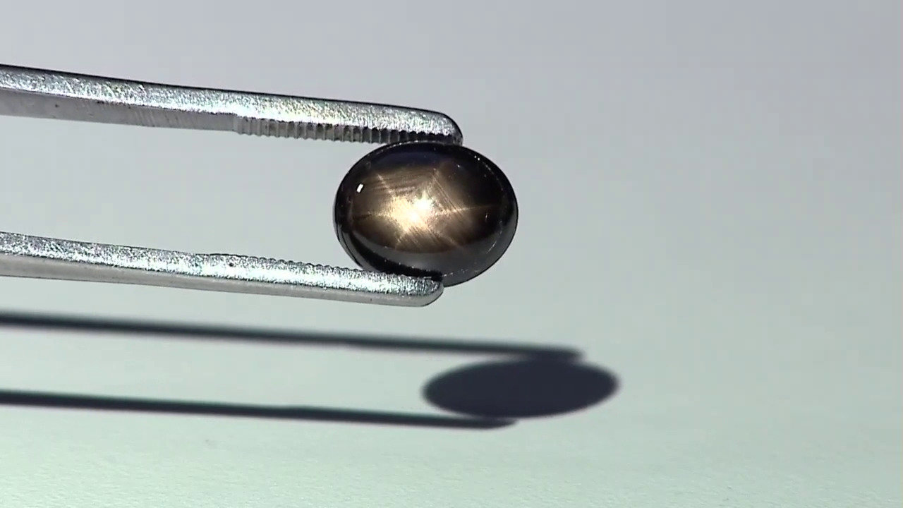 Video Edelsteen met een zwarte ster saffier 7,155 ct