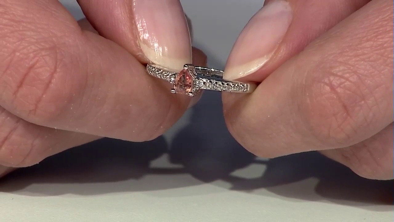 Video Padparadscha Sapphire Silver Ring