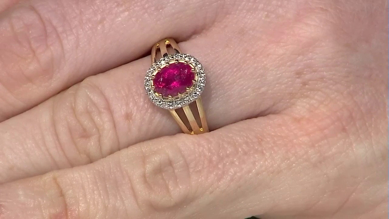 Video Gouden ring met een Californiaanse roze toermalijn