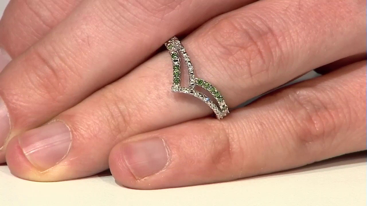 Video Anillo en plata con Diamante verde I2