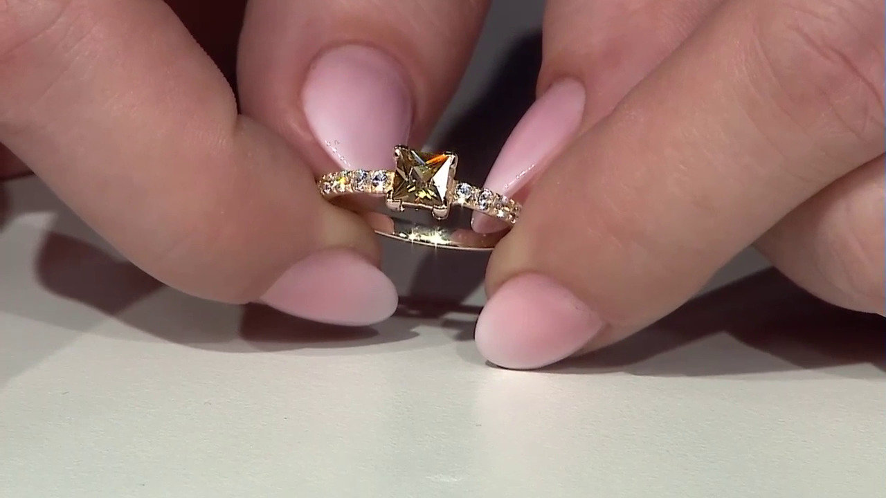 Video Gouden ring met een Gele Zirkoon (Adela Gold)