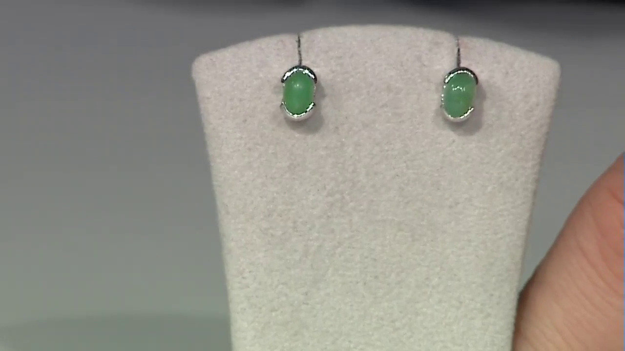 Video Boucles d'oreilles en argent et Chrysoprase impériale