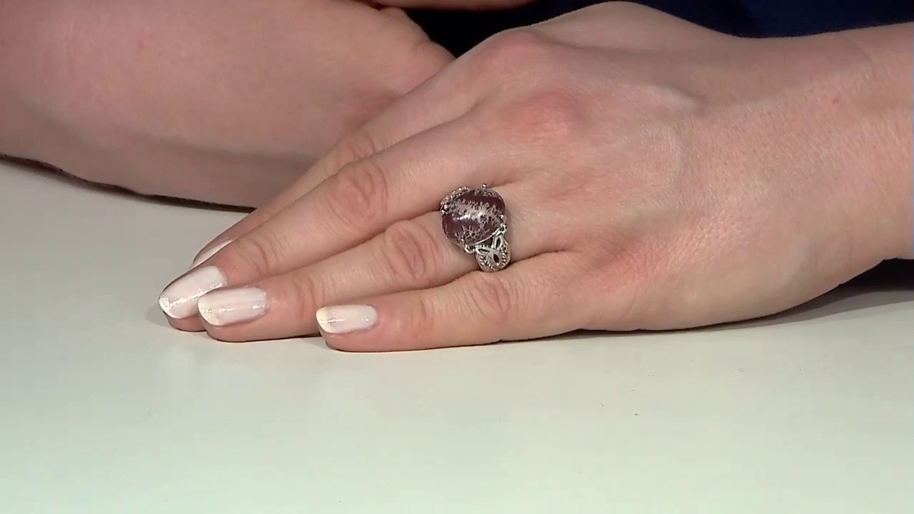 Video Zilveren ring met een Sonora Dendrieten Jaspis