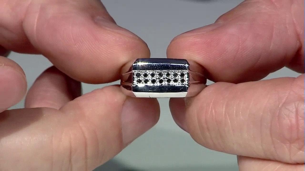 Video Black Diamond Silver Ring