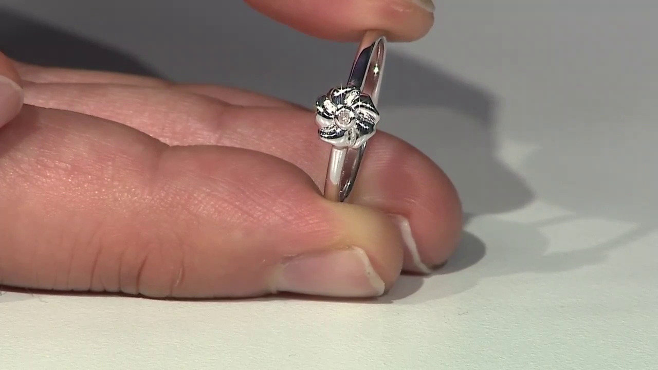 Video Zilveren ring met een I3 (H) Diamant